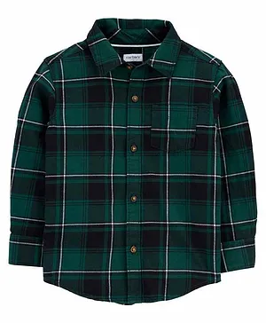 Carter's Plaid Twill Button-Front Shirt - Green