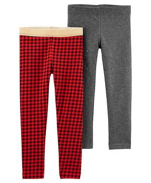 Carter's 2-Pack Holiday Leggings - Grey Red