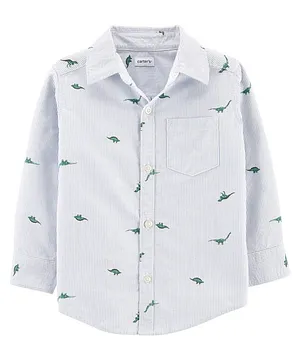 Carter's  Dinosaur Button-Front Shirt - White Blue
