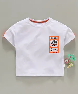 Lekeer Kids Half Sleeves Tee Champ Print - White