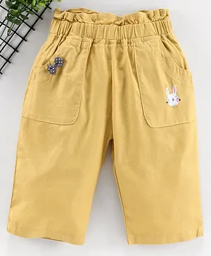 Lekeer Kids Full Length Bunny Embroidered Trouser - Yellow