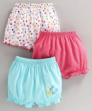 Babyhug 100% Cotton Bloomers Pack of 3 - Red White
