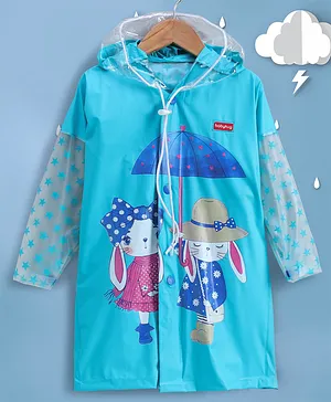 Babyhug Full Sleeves Hooded Raincoat  - Blue