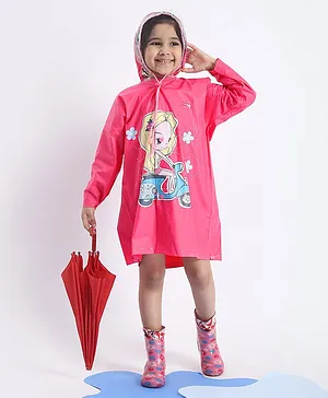 Babyhug Full Sleeves Rain Coat Girl Print - Pink