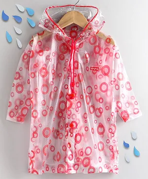 Babyhug Full Sleeves Raincoat Circle Print - Red