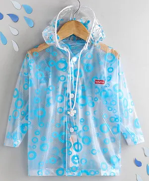 Babyhug Full Sleeves Raincoat Circle Print - Blue