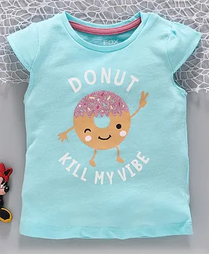 Fox Baby Short Sleeves Tee Donut Print - Light Blue