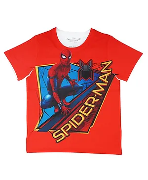 Marvel By Crossroads Half Sleeves Spider Man Print Tee - Red