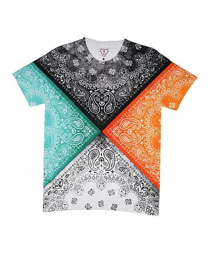 Wear Your Mind Half Sleeves Colour Block Printed Tee - Multi Colour