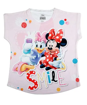 Disney By Crossroads Cap Sleeves Minnie Mouse & Daisy Print Top - Light Pink