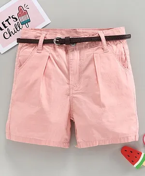 Memory Life Solid Shorts with Belt - Pink