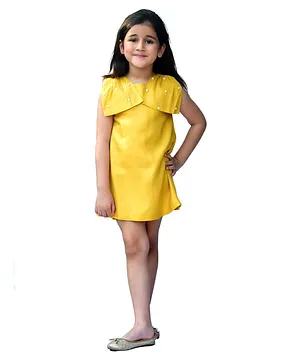 Piccolo Sleeveless Bow Dress With Pearl Detailed - Yellow