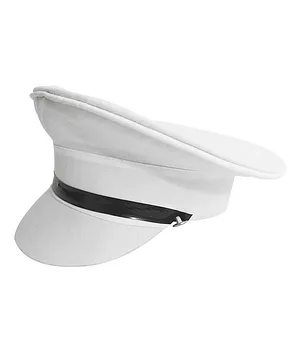 BookMyCostume Navy Pilot Officer Driver Cap - White