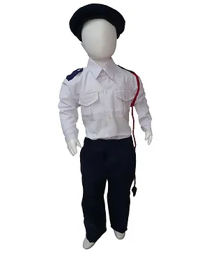 BookMyCostume Full Sleeves Traffic Police Community Helpers Fancy Dress Costume - Blue & White