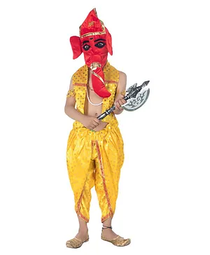 BookMyCostume Shri Ganesha Hindu God & Fancy Dress Costume - Yellow & Red