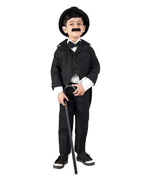 BookMyCostume Charlie Chaplin Famous Comic Character Fancy Dress Costume  With Stick - Black & White
