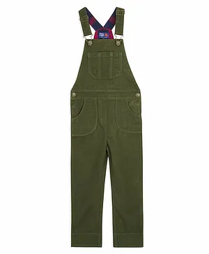 Cherry Crumble by Nitt Hyman Solid Sleeveless Front Pocket Dungaree  -  Green