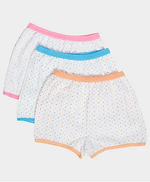 Chipbeys Pack Of 3 Polka Dot Print Bloomers - Peach Blue Pink