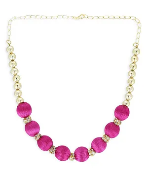 AKSHARA Studded Silk Thread Detailing Necklace - Pink