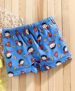 Mom's Love Nylon Swimming Trunks Super Hero Print - Blue