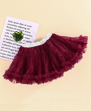 Babyhug Party Wear Net Layered Skirt - Maroon
