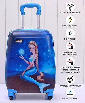 Babyhug Kid's Small 1 Day Trip Trolley Bag Mermaid Print - 18 Inches| Shock Resistant| Telescopic Handle| Water Resistant| Easy Zipper Closure| Durable Wheels