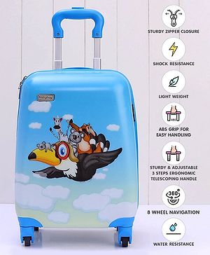 Babyhug Kid's Small 1 Day Trip Trolley Bag Bird Print - 18 Inches| Shock Resistant| Telescopic Handle| Water Resistant| Easy Zipper Closure| Durable Wheels