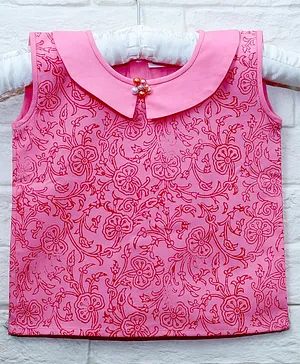 Mish Organic Flower Printed Sleeveless Organic Cotton Top - Pink