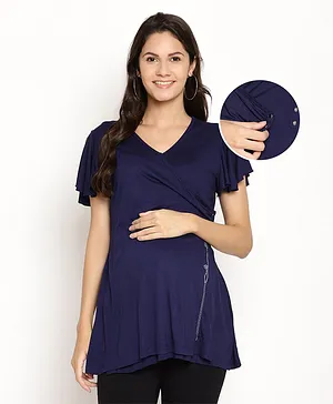 Kriti Half Sleeves Maternity Top - Navy Blue