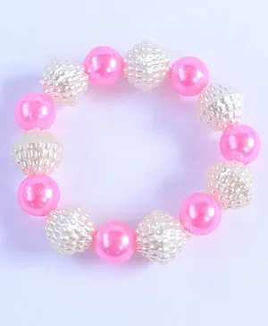 Pihoo Carved Beaded & Pearl Detailing Bracelet - Light Pink