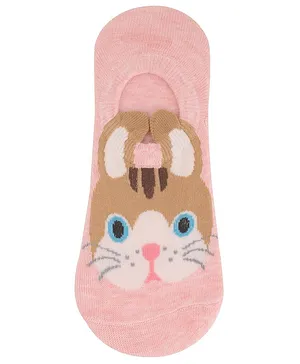 Yellow Bee Cat Print Invisible Socks  - Pink
