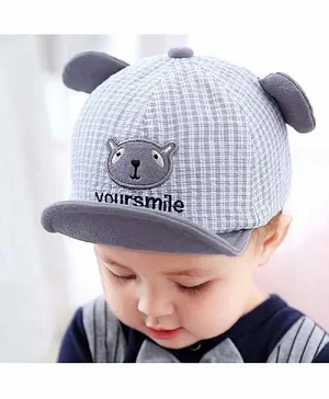 Ziory Check Cap Animal Embroidery  - Grey White