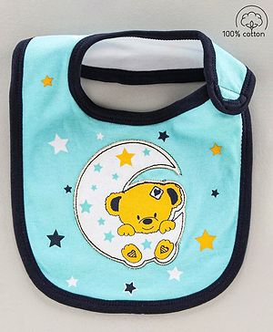 Babyhug Bib Velcro Closure Teddy Patch - Blue