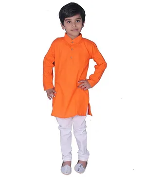 Mittenbooty Full Sleeves Solid Kurta & Pajama Set - Orange