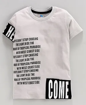 DEAR TO DAD Come Here Printed Half Sleeves Tee - Grey