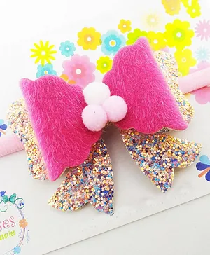 Little Tresses Bow Decor Glitter Finish Headband - Pink