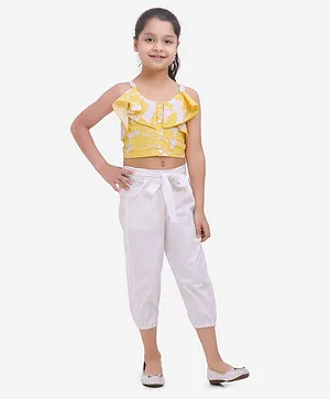 Fairies Forever Sleeveless Frill Top With Pants - Yellow And White