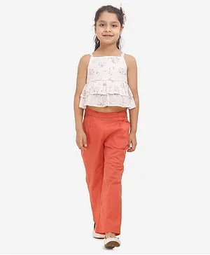 Fairies Forever Sleeveless Frilled Top With Pants - Orange And White