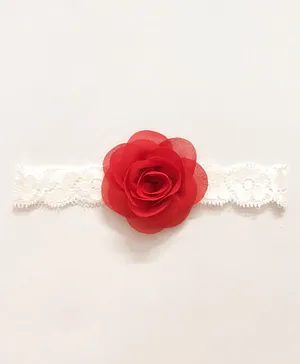 Knotty Ribbons Flower Headband - Red