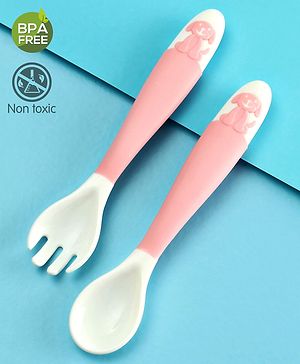 Babyhug Flexible Spoon & Fork Set - Pink