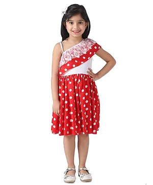 Samsara Couture Sleeveless Dots Printed Dress - Red