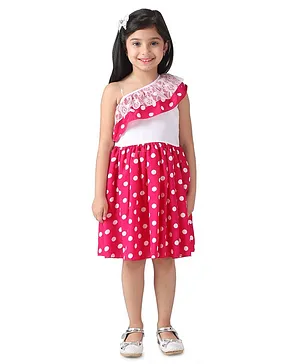 Samsara Couture Sleeveless Dots Printed Dress - Pink