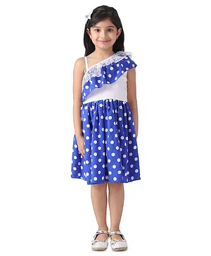 Samsara Couture Sleeveless Dots Printed Dress - Blue