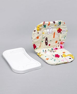 Babyhug Food Tray & Cushion Multiprint - White