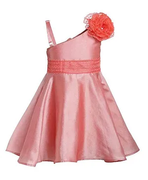 A Little Fable Flower Embellished Sleeveless One Shoulder Dress - Pink