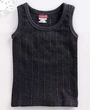 Babyhug Sleeveless Solid Thermal Vest - Dark Grey - Preemie Grey