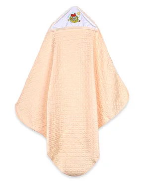 Mom's Home Cotton Hooded Baby Towel Giraffe Print - Peach 