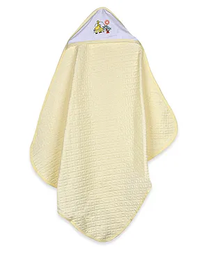 Mom's Home Cotton Hooded Baby Towel Animal Print - Yellow 