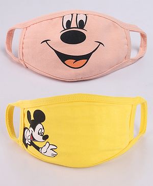 Babyhug 4 to 8 Years Washable & Reusable Knit Face Mask Mickey Mouse - Pack of 2