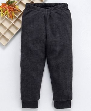 Babyhug Full Length Solid Thermal Bottoms - Dark Grey - Preemie Grey